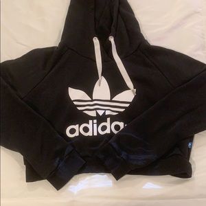 Adidas Trifold Black Cropped Hoodie sz Small